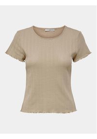 only - ONLY T-Shirt Carlotta 15256154 Beżowy Tight Fit. Kolor: beżowy. Materiał: bawełna #4