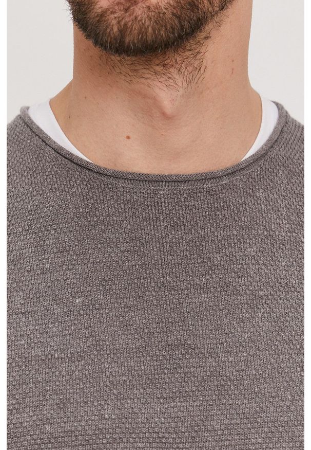 Selected - Sweter. Okazja: na co dzień. Kolor: szary. Materiał: dzianina. Styl: casual