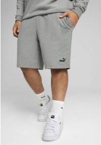 Puma - Męskie szorty Essentials 10" z logo No. 1 PUMA Medium Gray Heather. Kolor: szary
