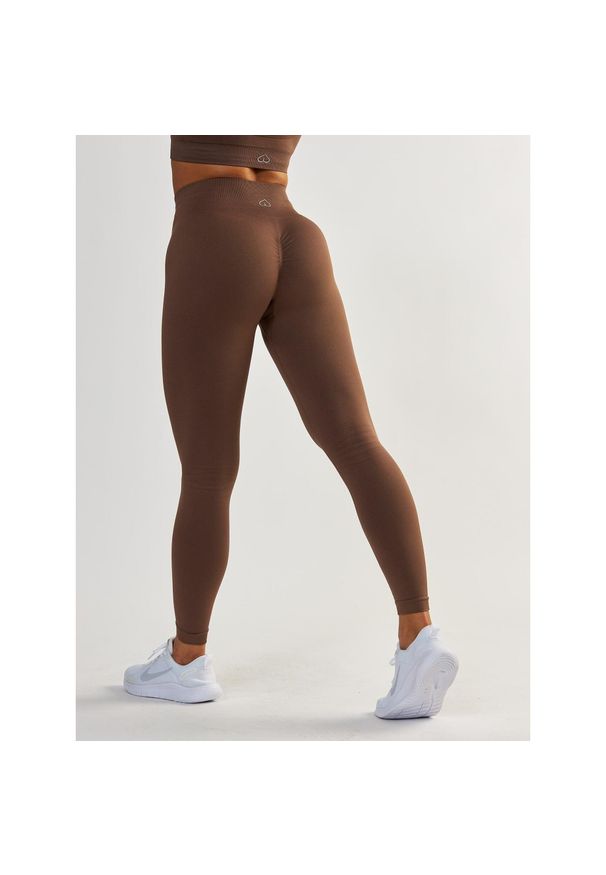 BESHAPED - Legginsy fitness damskie Beshaped Gym Queen modelujące. Kolor: brązowy. Materiał: nylon. Sport: fitness