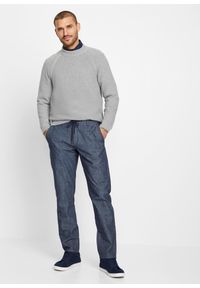 bonprix - Spodnie chino chambray, Regular Fit Straight. Kolor: niebieski