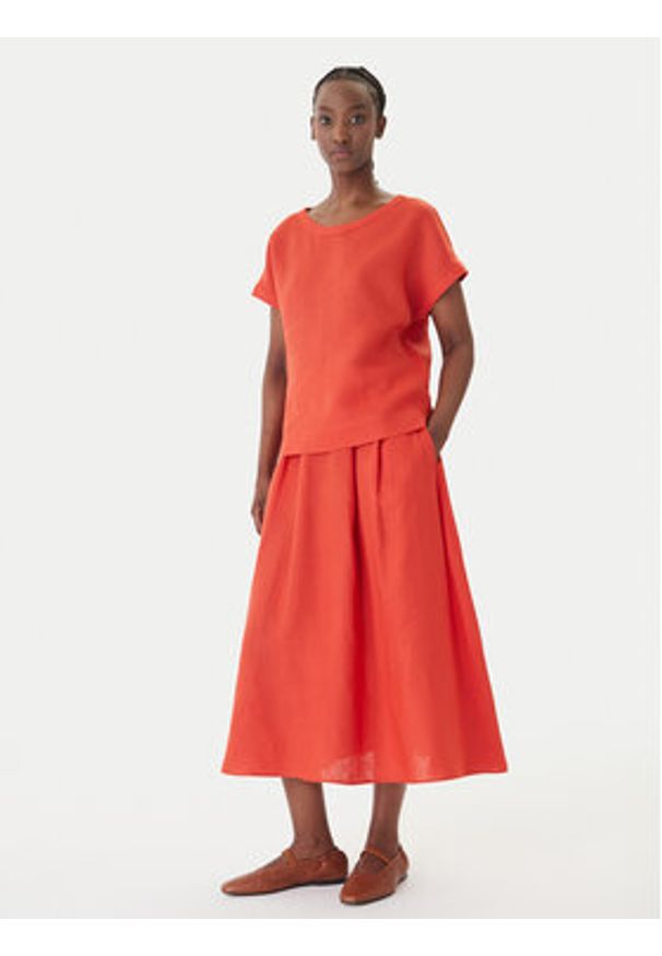 Marella Spódnica trapezowa Biada 2615101082 Czerwony Regular Fit. Kolor: czerwony. Materiał: len