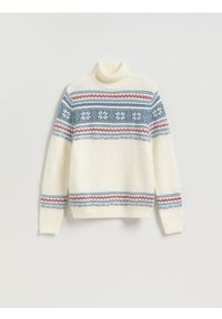 Reserved - Sweter ze świątecznym wzorem - złamana biel. Materiał: dzianina. Styl: wizytowy #1