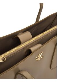 Calvin Klein Torebka Ck Medium Work Tote LV04F3442G Beżowy. Kolor: beżowy. Materiał: skórzane #2