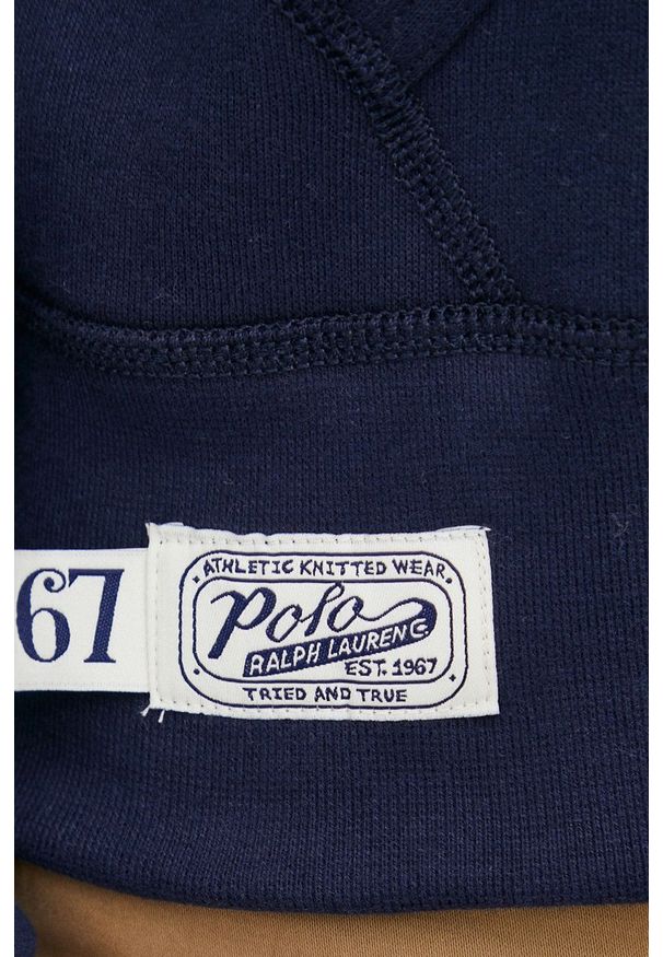 Polo Ralph Lauren Bluza męska kolor granatowy z kapturem z aplikacją. Okazja: na co dzień. Typ kołnierza: polo, kaptur. Kolor: niebieski. Wzór: aplikacja. Styl: casual