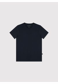 Pako Lorente - PAKO LORENTE – Granatowy gładki T-shirt Basic. Kolor: czarny, niebieski, biały. Materiał: bawełna, elastan. Długość rękawa: krótki rękaw. Długość: krótkie. Wzór: gładki. Styl: klasyczny #6