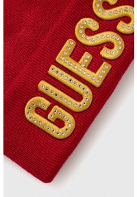 Guess czapka dziecięca kolor czerwony z cienkiej dzianiny. Kolor: czerwony. Materiał: dzianina #2