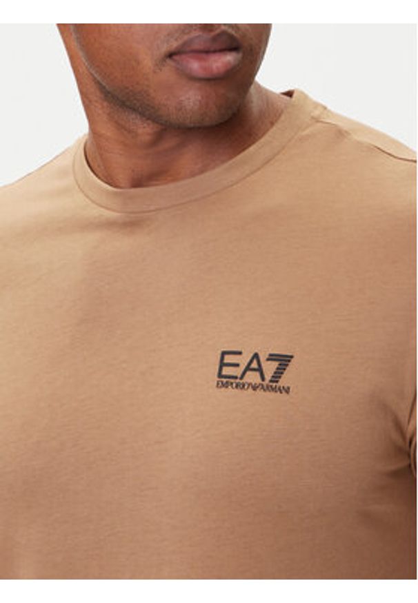 EA7 Emporio Armani T-Shirt 8NPT25 PJVPZ U6171 Beżowy Regular Fit. Kolor: beżowy. Materiał: bawełna