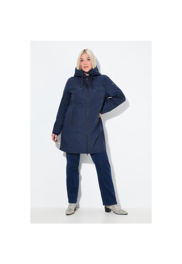 ULLA POPKEN - Damskie Kurtka funkcyjna HYPRAR wodoodporna kaptur. Kolekcja: plus size. Kolor: niebieski. Materiał: poliester, materiał. Sport: turystyka piesza