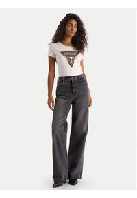 Guess T-Shirt W5BI28 J1314 Biały Slim Fit. Kolor: biały. Materiał: bawełna