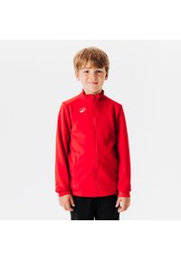 KIPSTA - Bluza piłkarska dla dzieci Kipsta Essential Club na suwak. Typ kołnierza: komin. Kolor: czerwony. Materiał: tkanina, materiał, elastan, poliester, prążkowany. Sport: piłka nożna