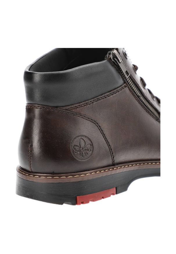 Brązowe Trzewiki Rieker Eleganckie Buty Męskie. Kolor: brązowy. Materiał: futro, skóra, syntetyk. Szerokość cholewki: normalna. Sezon: zima. Styl: elegancki