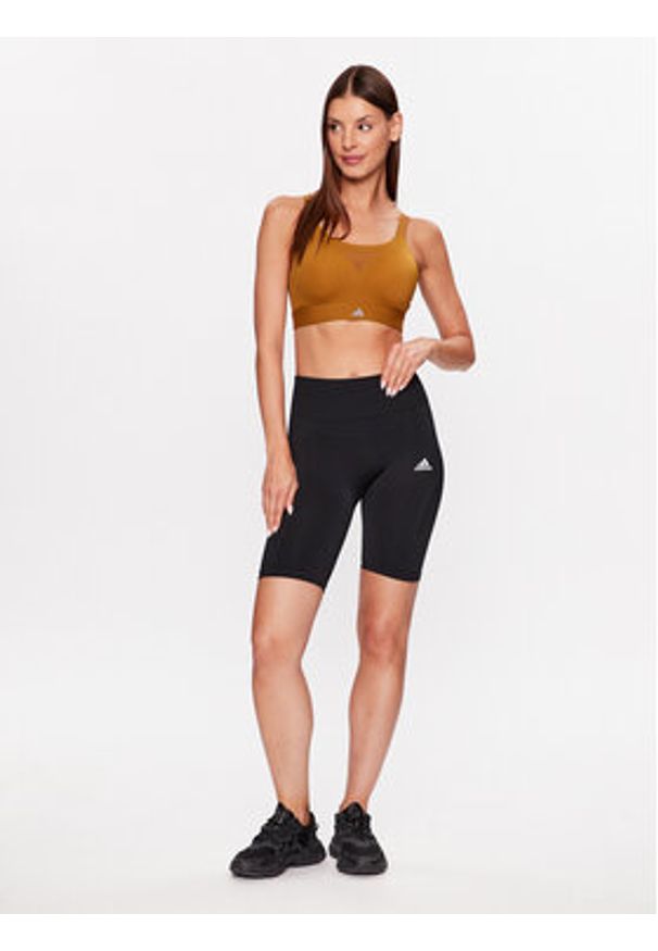 Adidas - adidas Biustonosz sportowy Tailored Impact Training High-Support Bra HR9729 Brązowy. Kolor: brązowy. Materiał: syntetyk