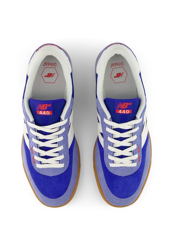 Buty męskie New Balance Numeric UN440RTB – niebieskie. Kolor: niebieski. Materiał: materiał, skóra, guma, syntetyk, dresówka. Szerokość cholewki: normalna. Sport: skateboard
