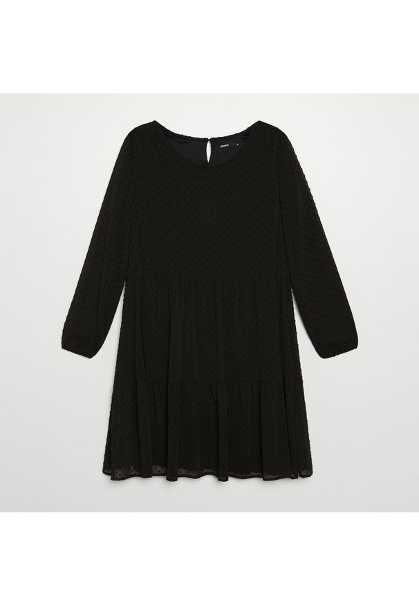 Cropp - Sukienka z tkaniny plumeti - Czarny. Kolor: czarny. Materiał: tkanina