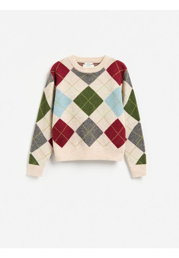 Reserved - Sweter z wełną - wielobarwny. Materiał: wełna
