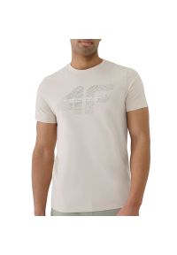 4f - Koszulka męska 4F WSS25TTSHM200412S - beżowa. Kolor: beżowy. Materiał: tkanina, bawełna, dresówka. Długość rękawa: krótki rękaw. Długość: krótkie #1