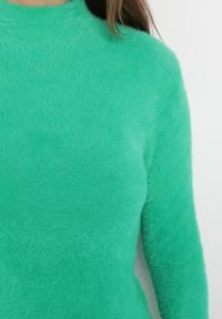 Born2be - Zielony Puchaty Sweter Golf o Klasycznym Kroju Agnessa. Typ kołnierza: golf. Kolor: zielony. Sezon: jesień, zima. Styl: klasyczny #5