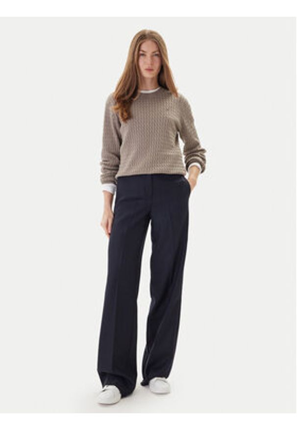 TOMMY HILFIGER - Tommy Hilfiger Sweter Fine WW0WW44993 Beżowy Regular Fit. Kolor: beżowy. Materiał: bawełna