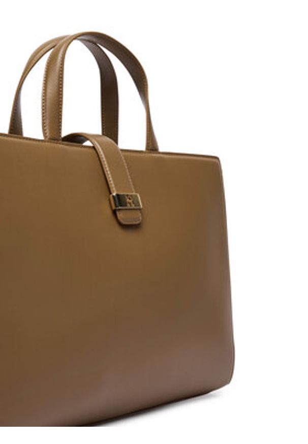 TOMMY HILFIGER - Tommy Hilfiger Torebka Th Heritage Satchel AW0AW18287 Brązowy. Kolor: brązowy. Materiał: skórzane