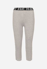 Born2be - Szare Bawełniane Legginsy o Długości 3/4 z Niskim Stanem i Lampasem Obessina. Okazja: na co dzień, na spacer. Stan: obniżony. Kolor: szary. Materiał: bawełna. Styl: casual #6