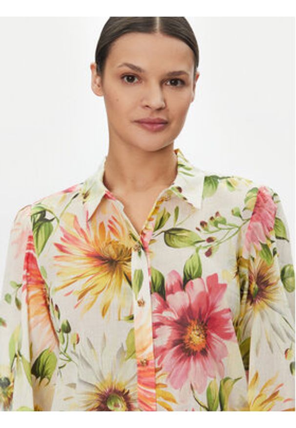 Guess Bluzka W5GH85 WH6C0 Kolorowy Regular Fit. Materiał: bawełna, len. Wzór: kolorowy