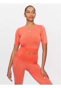 Adidas - adidas Koszulka techniczna Aeroknit HY3842 Pomarańczowy Tight Fit. Kolor: pomarańczowy. Materiał: syntetyk