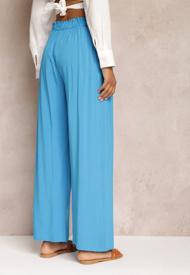 Renee - Niebieskie Spodnie Karrill. Kolor: niebieski. Materiał: wiskoza. Długość: długie. Sezon: lato. Styl: elegancki