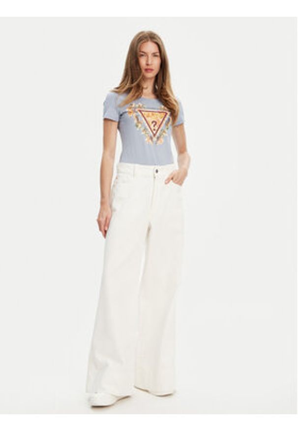 Guess T-Shirt W5YI08 J1314 Niebieski Regular Fit. Kolor: niebieski. Materiał: bawełna