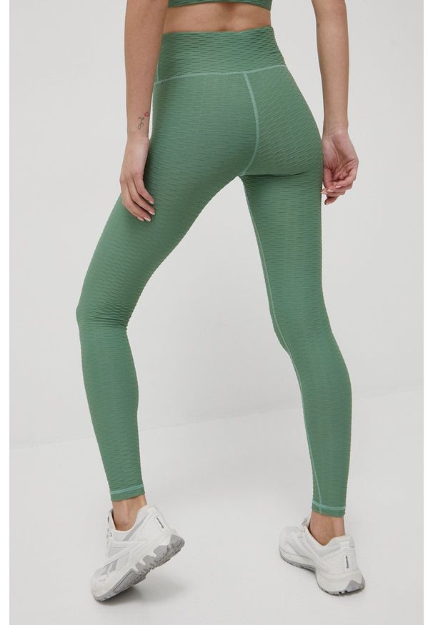 Only Play legginsy treningowe damskie kolor zielony gładkie. Stan: podwyższony. Kolor: zielony. Materiał: skóra, materiał. Wzór: gładki