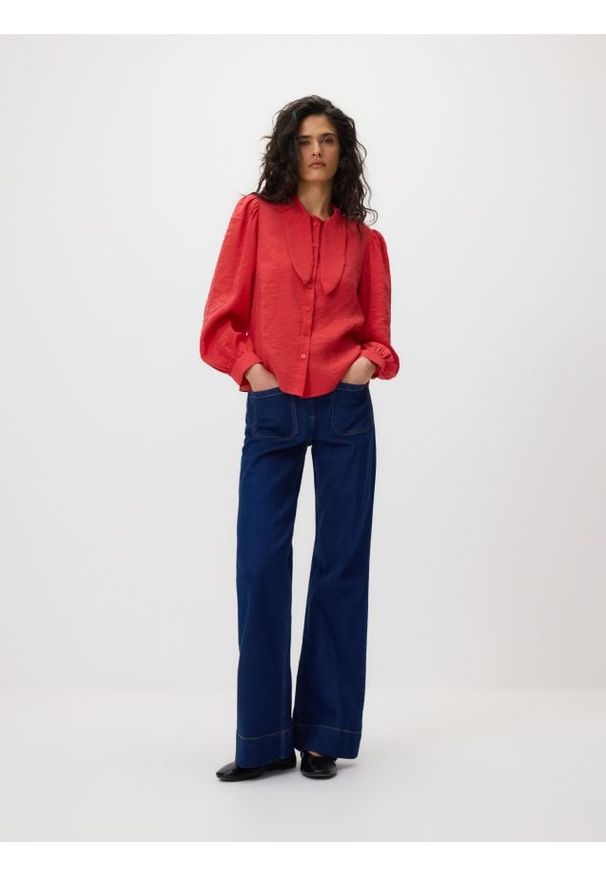 Reserved - Koszula z modalem - czerwony. Kolor: czerwony. Materiał: tkanina