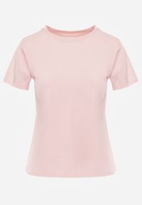 Renee - Różowy Casualowy Bawełniany T-shirt Rivali. Okazja: na co dzień. Kolor: różowy. Materiał: bawełna. Styl: casual #4
