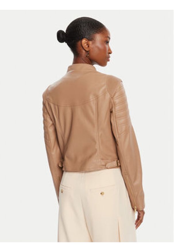 Guess Kurtka z imitacji skóry W5YL1 9WHDS0 Beżowy Regular Fit. Kolor: beżowy. Materiał: skóra