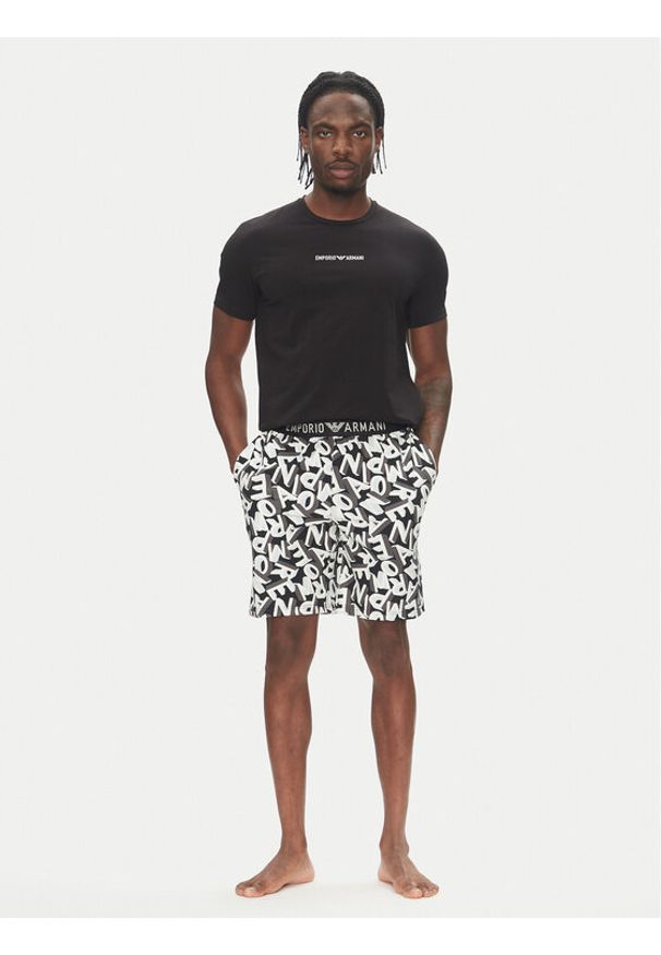 Emporio Armani Underwear Piżama EM000400 AF10794 FC143 Czarny Regular Fit. Kolor: czarny. Materiał: bawełna