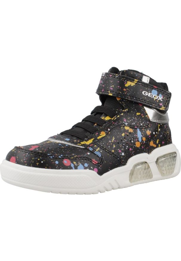 Geox - Buty GEOX J ILLUMINUS Czarny. Kolor: czarny. Materiał: syntetyk, tkanina. Sport: turystyka piesza
