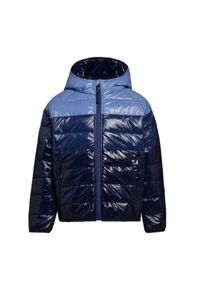 Kurtka Diadora Sportswear Hoodie, Dzieci. Kolor: niebieski. Materiał: nylon, puch, materiał. Styl: sportowy