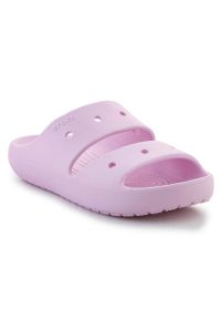 Klapki Crocs Classic Sandal V2 209403-6GD różowe. Okazja: na spacer, na plażę, na co dzień. Kolor: różowy. Materiał: materiał. Sezon: lato. Styl: casual #4