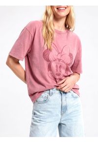 Reserved - Bawełniany t-shirt Mickey Mouse - pastelowy róż. Kolor: różowy. Materiał: bawełna. Wzór: motyw z bajki #1