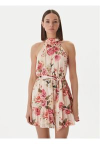 Guess Sukienka koktajlowa W6GKAE W2555 Beżowy Regular Fit. Kolor: beżowy. Materiał: syntetyk. Styl: wizytowy #1