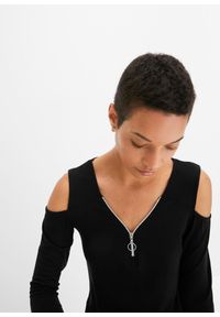 bonprix - Shirt cold-shoulder. Kolor: czarny