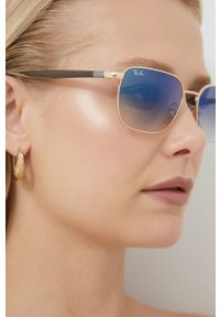 Ray-Ban Okulary przeciwsłoneczne 0RB3684 kolor złoty. Kształt: prostokątne. Kolor: złoty #3