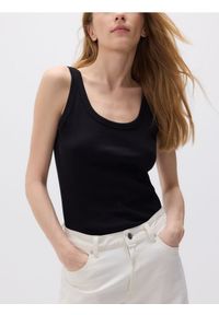 Reserved - Bawełniany top na ramiączkach - czarny. Kolor: czarny. Materiał: bawełna. Długość rękawa: na ramiączkach #1