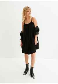 bonprix - Sukienka z dżerseju z lejącej wiskozy. Kolor: czarny. Materiał: jersey, wiskoza. Długość rękawa: na ramiączkach #3