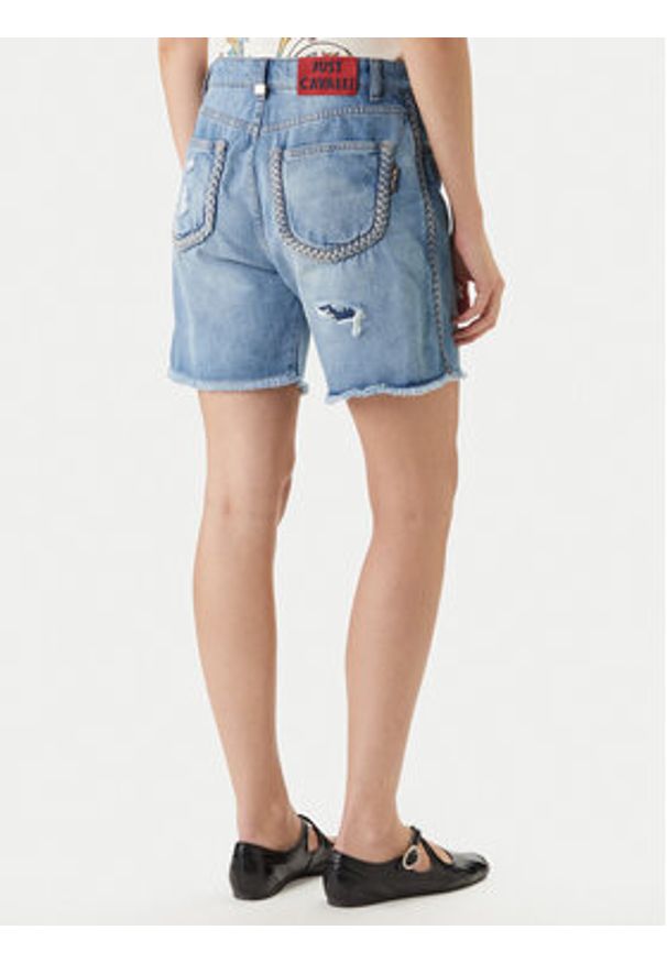 Just Cavalli Szorty jeansowe 80PAD5S5 CDWCD Granatowy Loose Fit. Kolor: niebieski. Materiał: bawełna