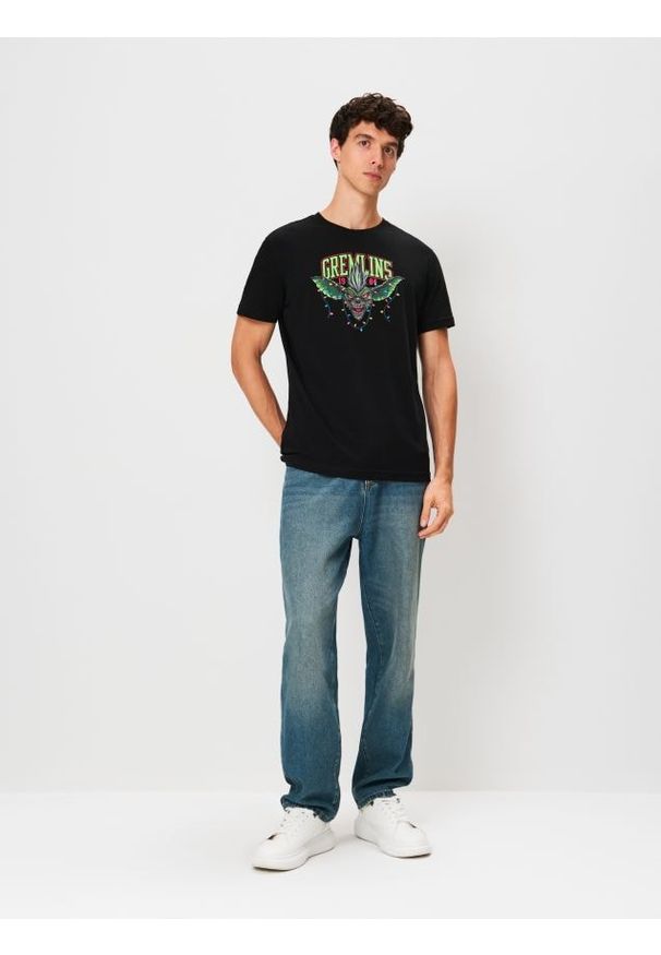 Sinsay - Koszulka z krótkim rękawem Gremlins - czarny. Kolor: czarny. Długość rękawa: krótki rękaw. Długość: krótkie