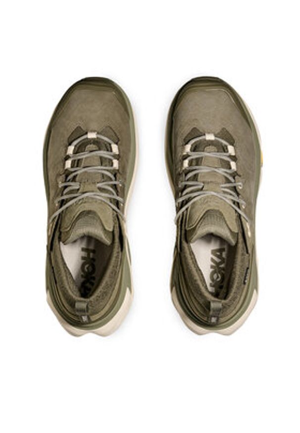 HOKA - Hoka Trekkingi Kaha 3 Low Gtx GORE-TEX 1162532 Khaki. Kolor: brązowy. Materiał: nubuk, skóra. Technologia: Gore-Tex. Sport: turystyka piesza