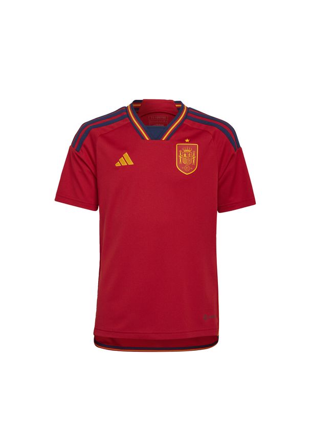 Adidas - Spain 22 Home Jersey. Kolor: czerwony, niebieski, wielokolorowy. Materiał: jersey. Sport: piłka nożna