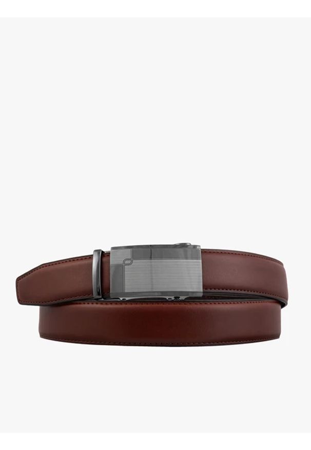 Ryłko - Brązowy pasek męski skórzany. Kolor: brązowy. Materiał: skóra. Styl: klasyczny, casual, street, elegancki