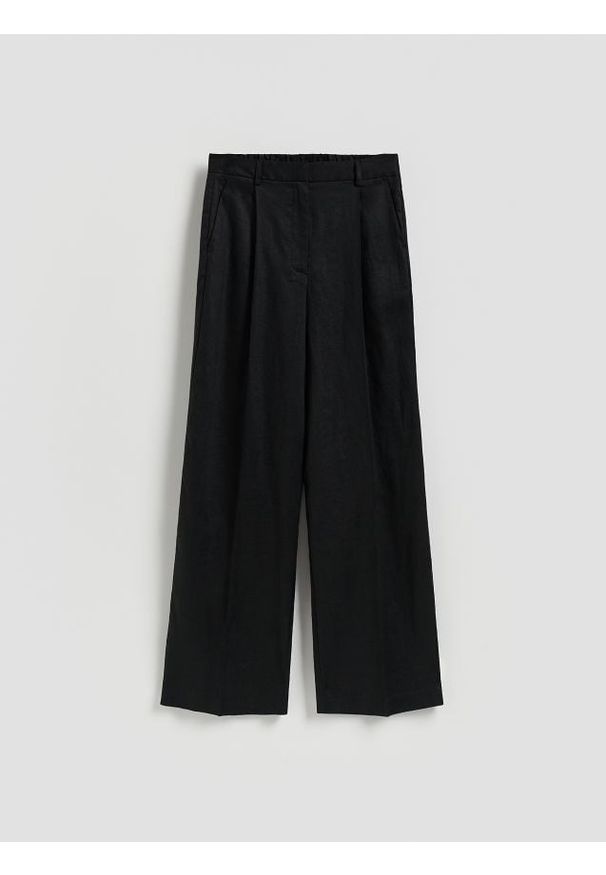 Reserved - Lniane spodnie - czarny. Kolor: czarny. Materiał: len