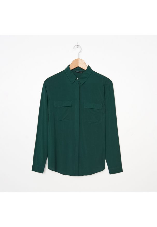 House - Wiskozowa koszula z kieszeniami - Zielony. Kolor: zielony. Materiał: wiskoza